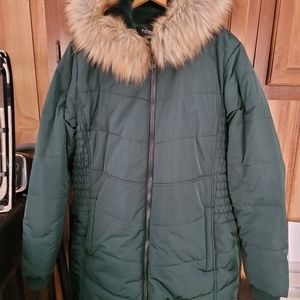 Torrid Dark Green Twill Fit & Flare Puffer Jacket